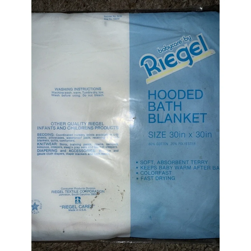New Vintage babycare Riegel Baby‎ Hooded Bath Blanket Towel 30x30